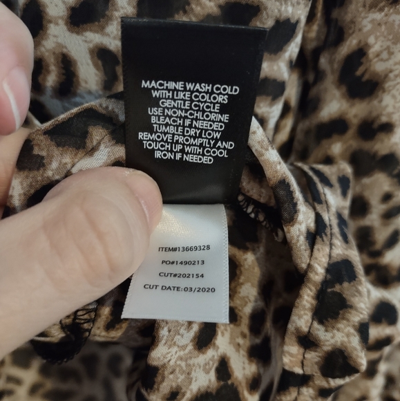 Torrid Leopard Print Chiffon Smocked Mock Neck Blouse - Picture 10 of 15